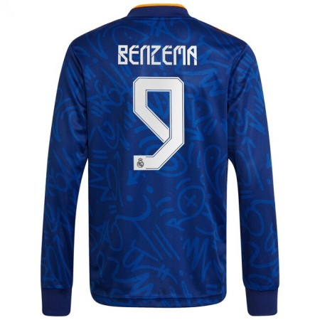 Billiga Fotbollströjor Real Madrid Karim Benzema 9 Borta tröja 2021/22 Långärmad